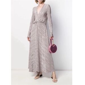 Mango Silver Pleated Party Holidays Fairy Asymmetrical Maxi Dress Size 4